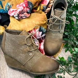 Taupe Wedge Booties